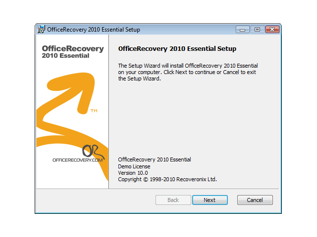 OfficeRecovery Essential 2010.1013 software screenshot