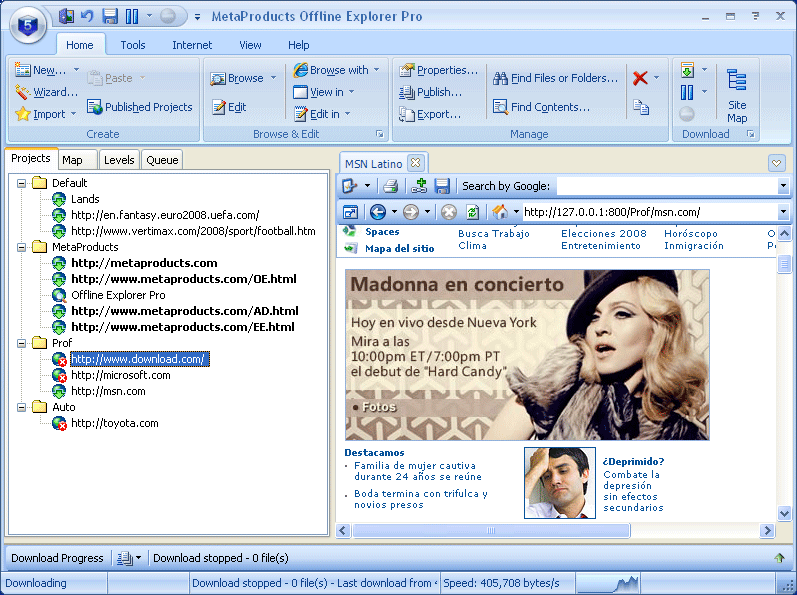 Offline Explorer Pro 7.4.4594 SR3 software screenshot