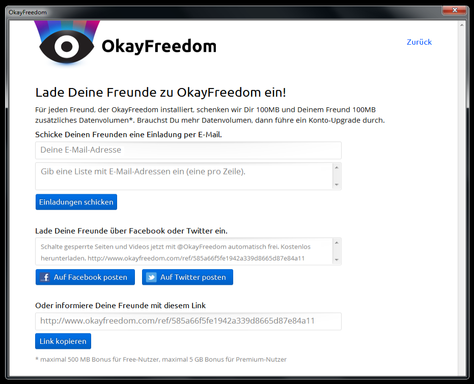 OkayFreedom 1.6.3.11539 software screenshot