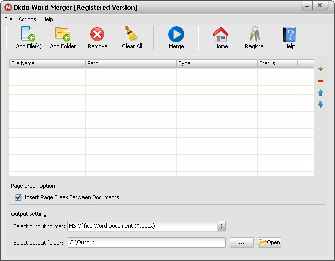 Okdo Word Merger 2.6 software screenshot