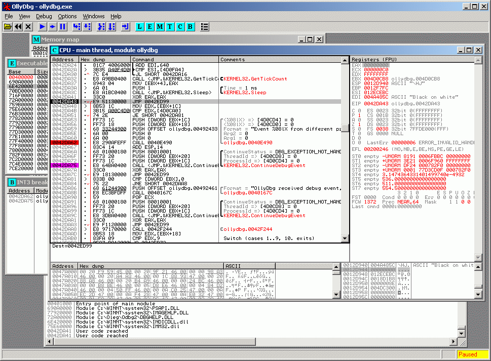 OllyDbg 2.00.01 software screenshot