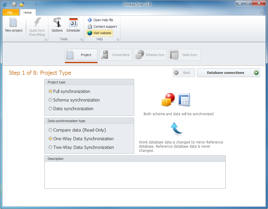 Omega Sync 3.10 software screenshot