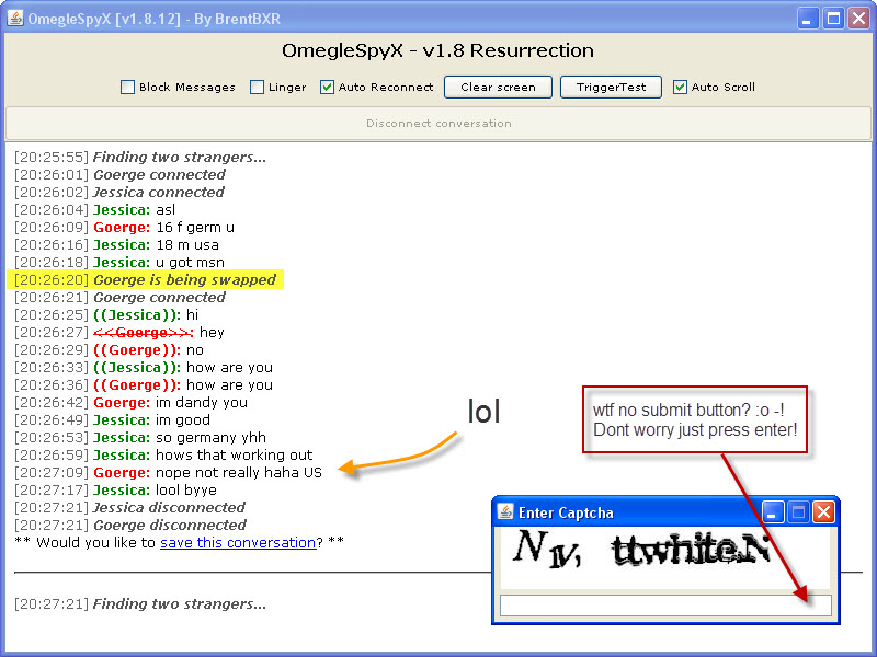 OmegleSpyX 3.3.1 software screenshot