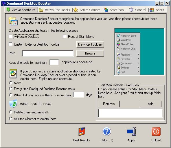 Omniquad Desktop Booster 1.5 software screenshot