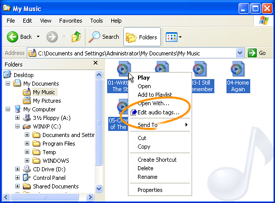 Oneclick Tag Editor 1.21 software screenshot