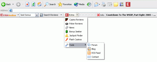 Online Casino Extra toolbar 1.0 software screenshot