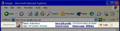 Online Dating Toolbar VideoFriends.net 0.01 software screenshot