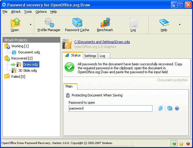 OpenOffice Draw Password Recovery 1.0.5 software screenshot