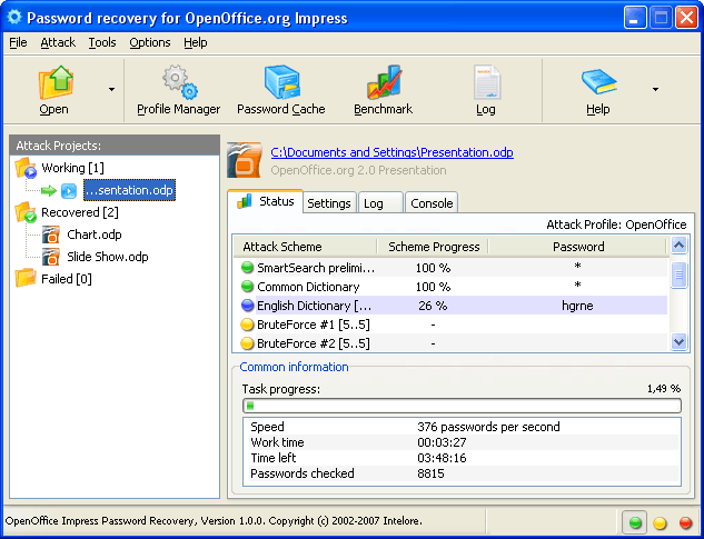 OpenOffice Impress Password Recovery 1.0.6 software screenshot