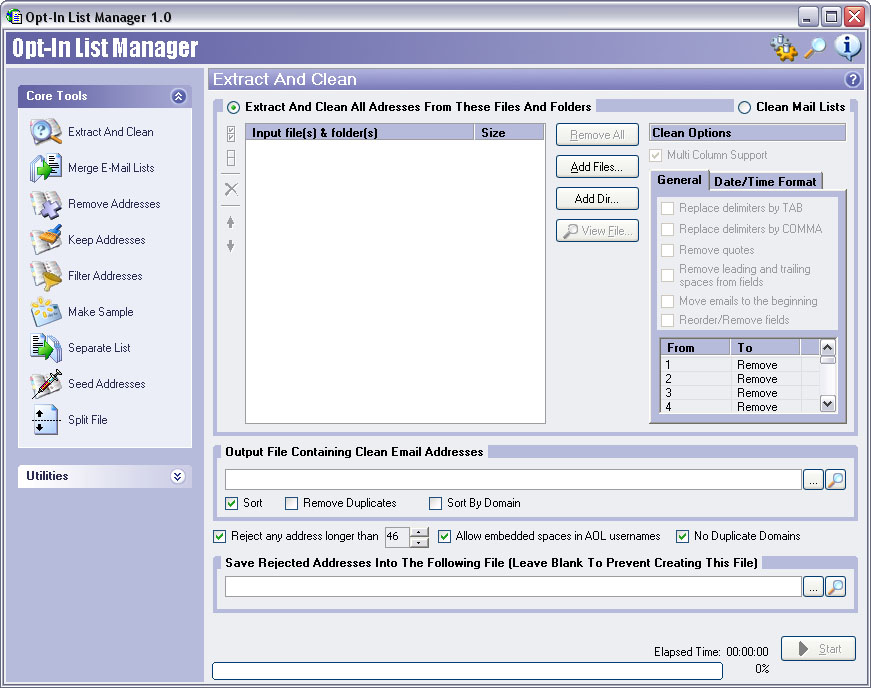 Opt-In List Manager 1.0.48 software screenshot