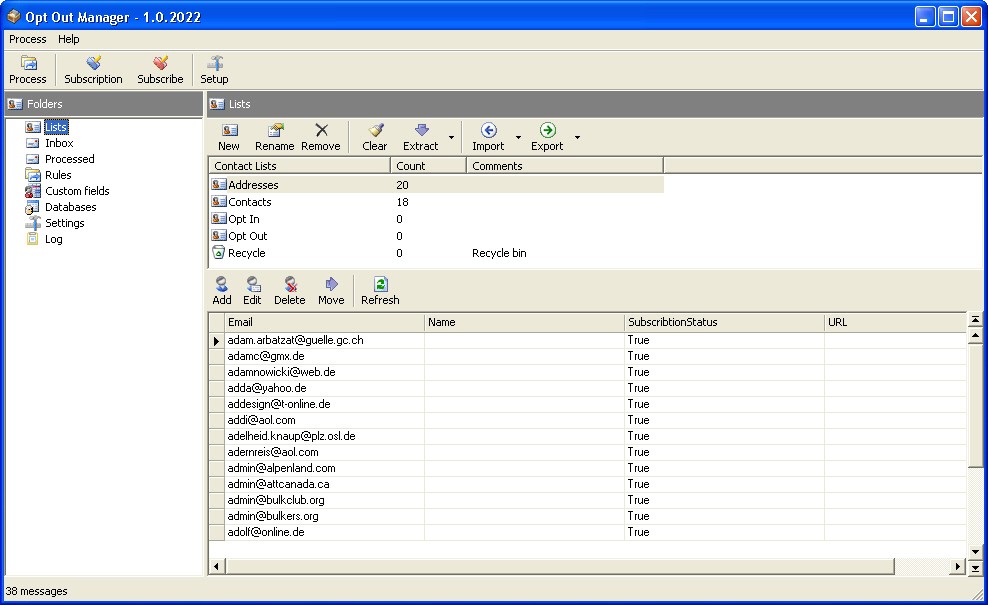OptOut Manager 1 software screenshot