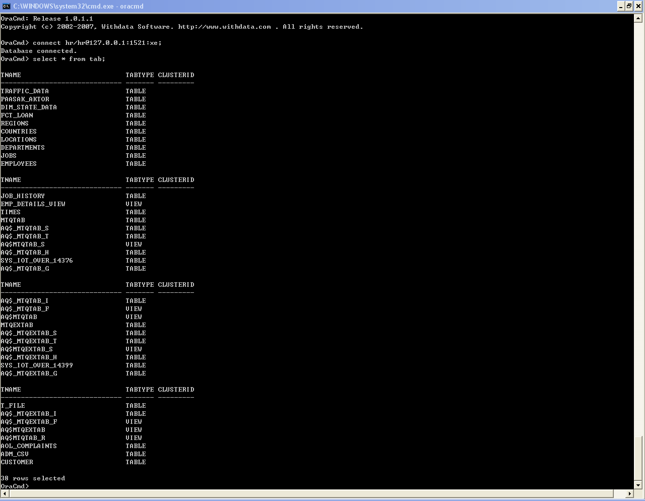 OraCmd 2.9.1.108 software screenshot