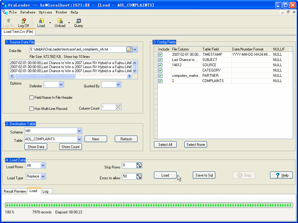 OraLoader 5.4.1.170430 software screenshot