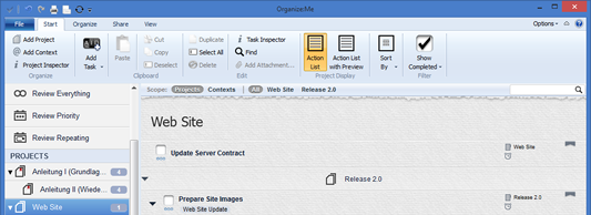Organize:Me 3.2.2 software screenshot