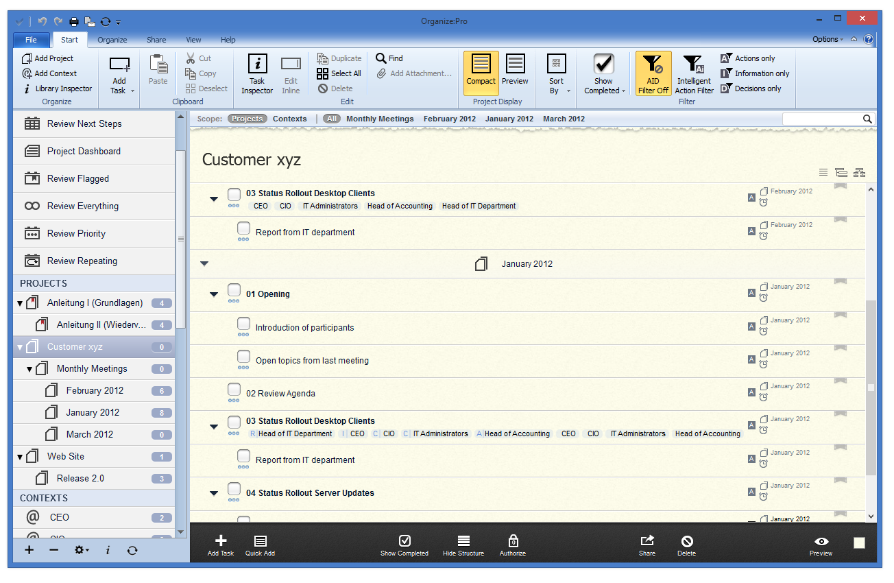Organize:Pro 3.2.2 software screenshot