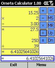 Orneta Calculator for Smartphone 2002 1.0.2 software screenshot