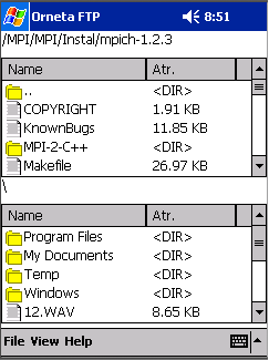 Orneta FTP for Pocket PC 2003 1.0.3 software screenshot