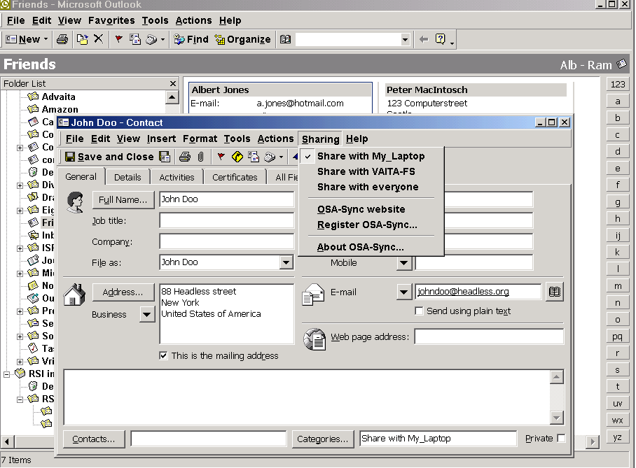 OsaSync Lite 8.2 software screenshot