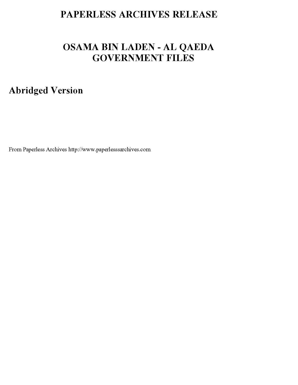 Osama Bin Laden - al Qaeda Government Files 1.0 software screenshot