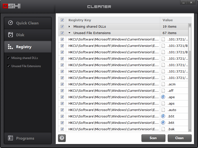 Oshi Cleaner 1.2.36.0 software screenshot