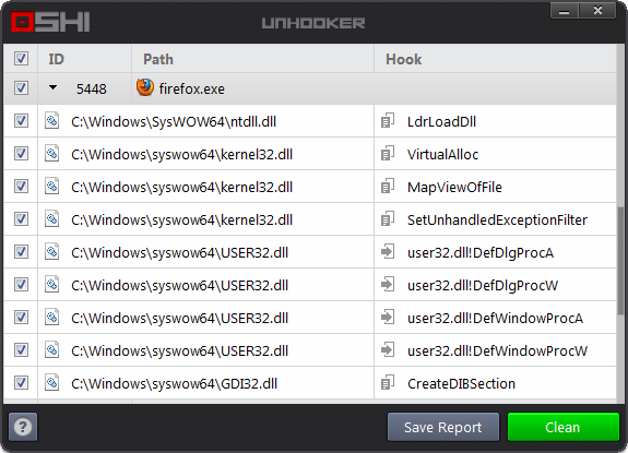 Oshi Unhooker 1.3.402 software screenshot