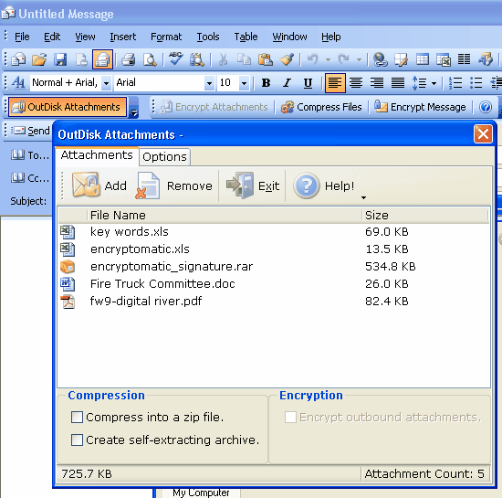 OutDisk FTP for Outlook 4.01 software screenshot