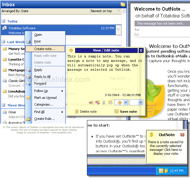 OutNote 1.0.13 software screenshot