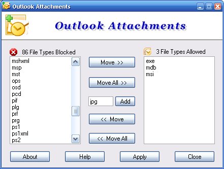Outlook Attachments 6.0 software screenshot