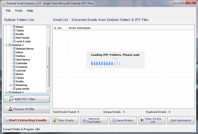 Outlook Email Extractor 3.5 software screenshot
