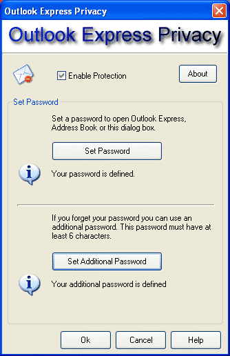 Outlook Express Privacy 2.38 software screenshot