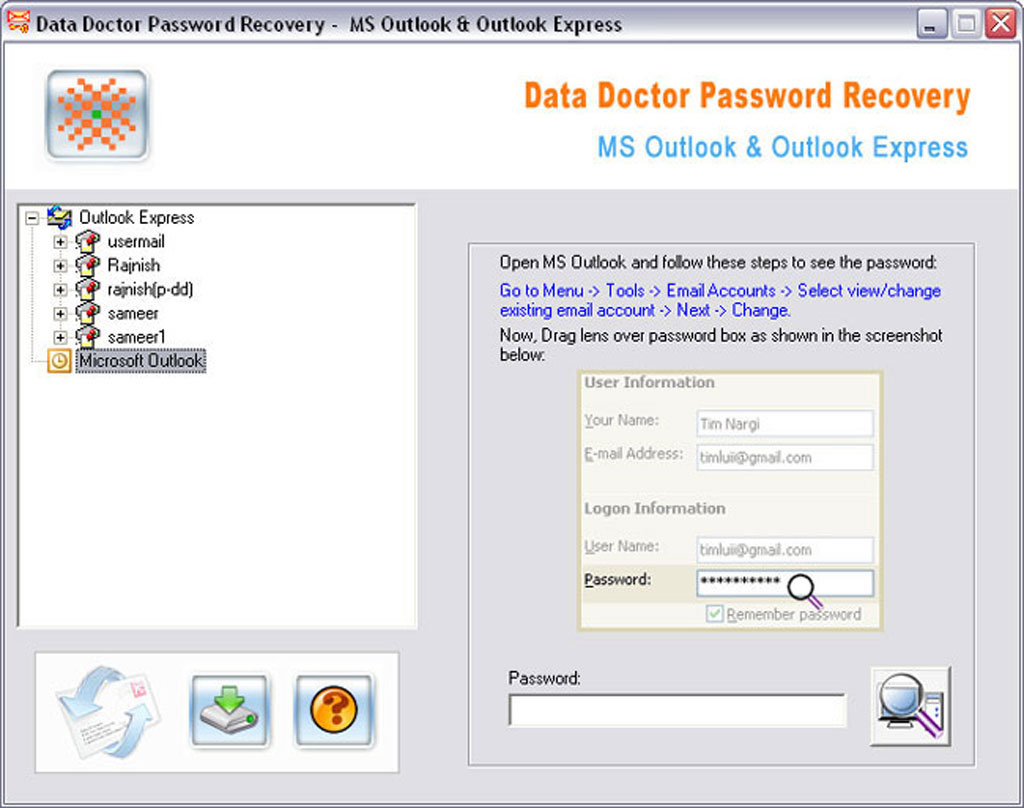 Outlook Password Breaker 3.0.1.5 software screenshot