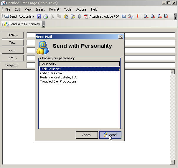 Outlook Split Personality 1.0.136 software screenshot