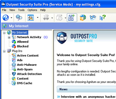 Outpost Security Suite Pro 8.1.4303.670.1908 software screenshot