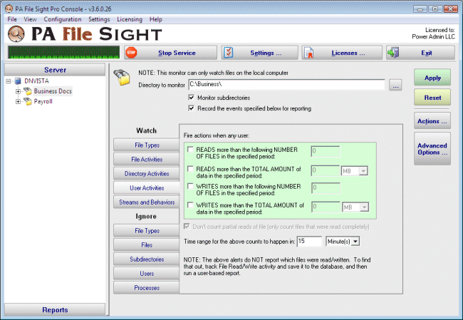 PA File Sight 3.3 software screenshot