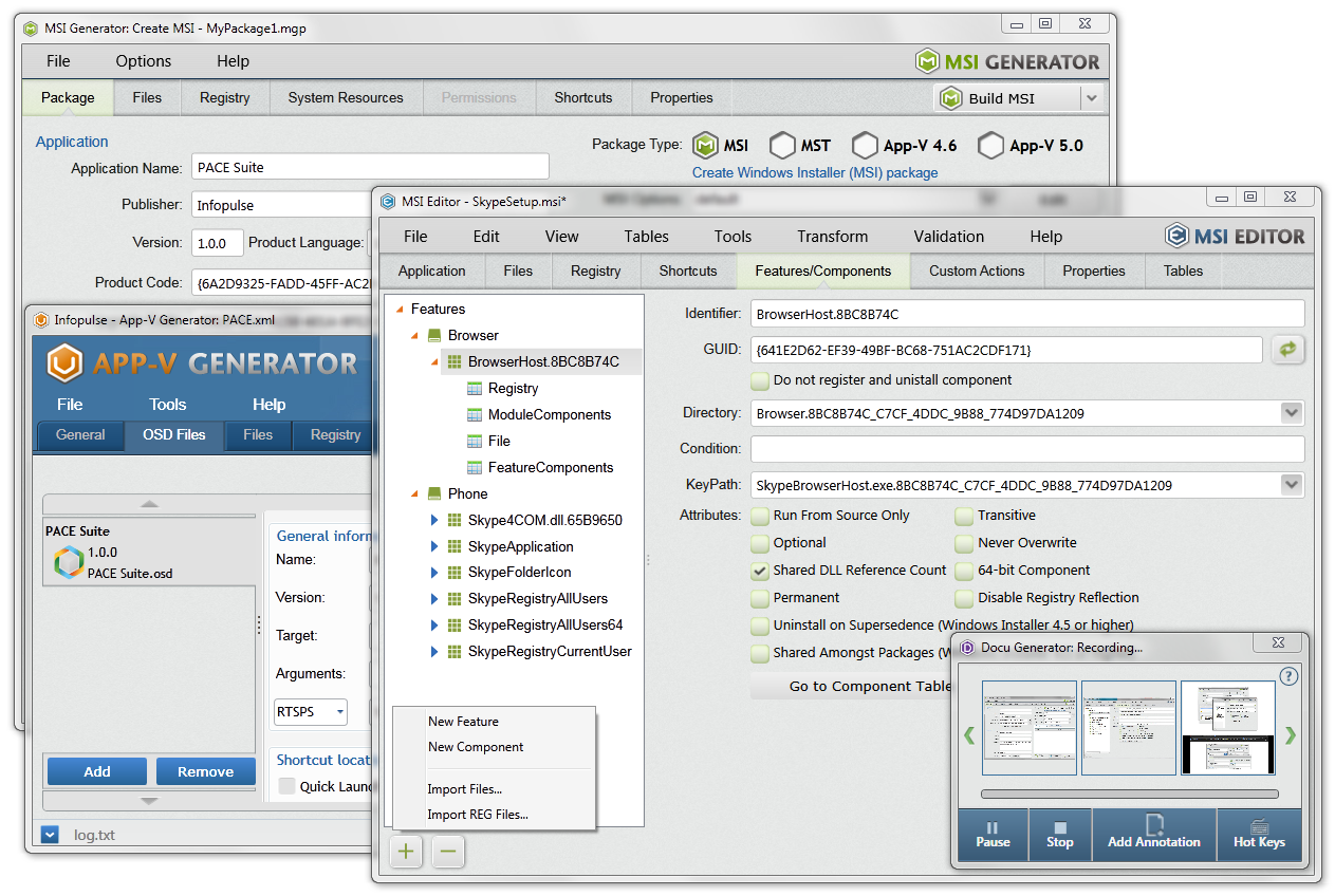 PACE Suite 4.3.2.1 software screenshot