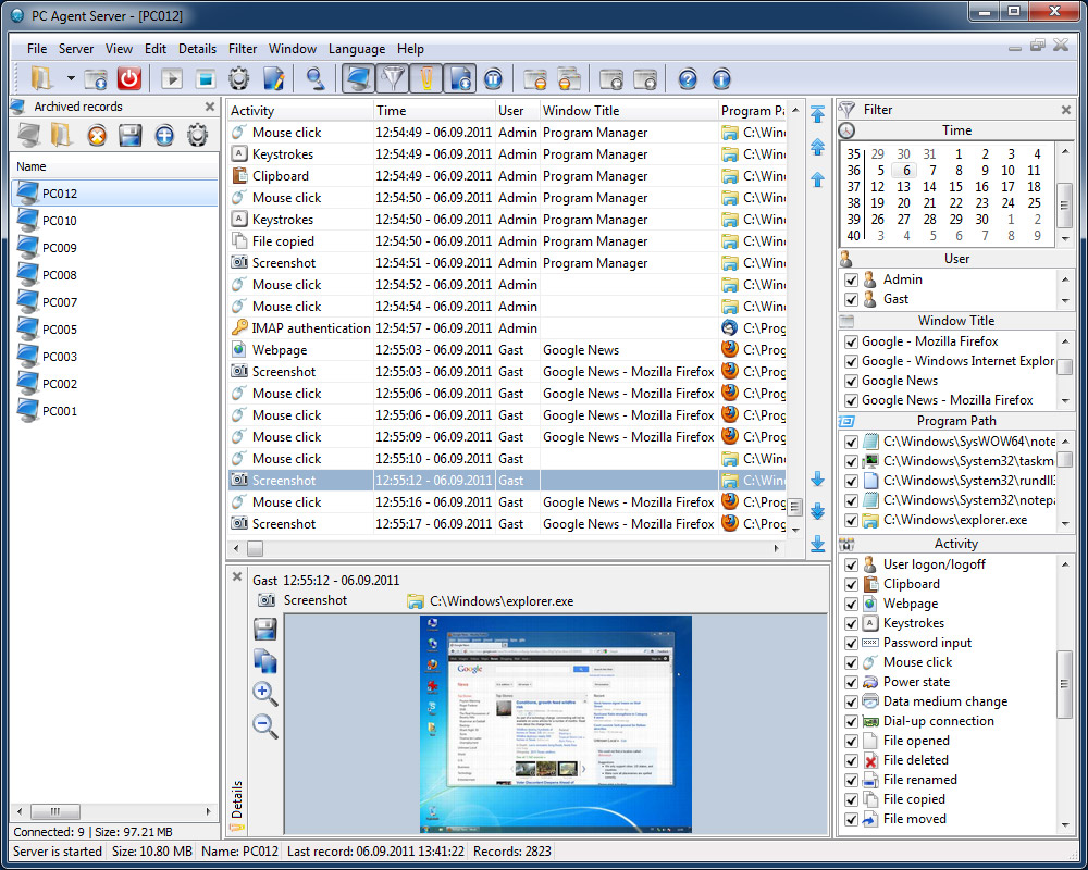 PC Agent Server 3.42.0.0 software screenshot