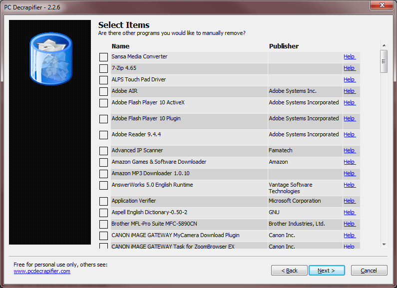 PC De-Crapifier 2.3.1 software screenshot