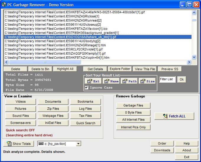 PC Garbage Remover 4.01 software screenshot