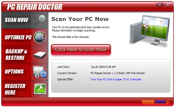 PC Repair Doctor 1.1 software screenshot