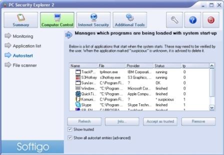PC Security Explorer 2 software screenshot