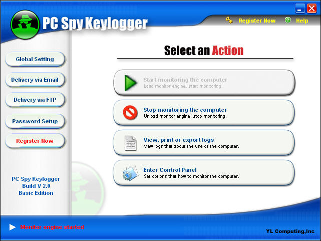 PC Spy Keylogger 2.3 software screenshot