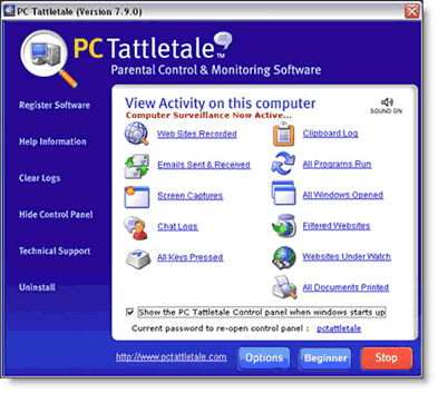 PC Tattletale Parental Control Software 7.9.9 software screenshot