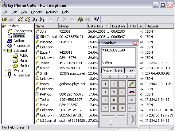 PC-Telephone 7.0 software screenshot
