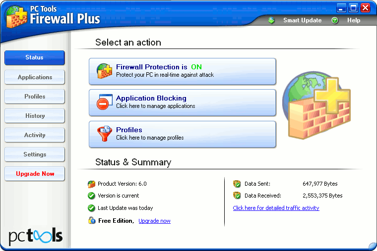 PC Tools Firewall Plus 7.0 software screenshot