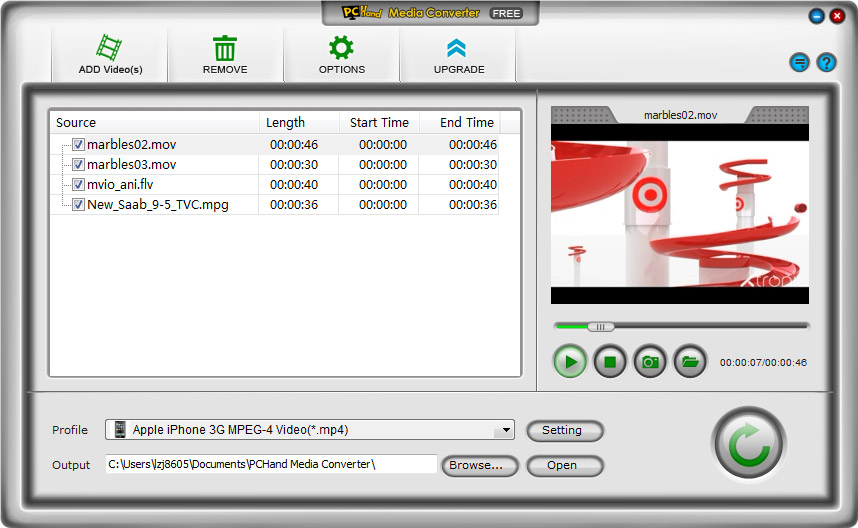 PCHand Media Converter Free 1.3.0 software screenshot