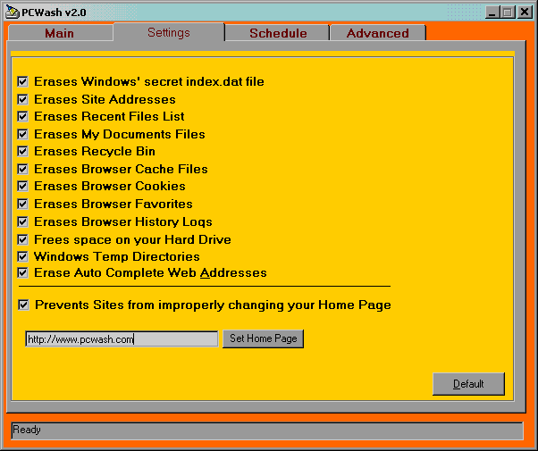 PCWash 3.3 software screenshot