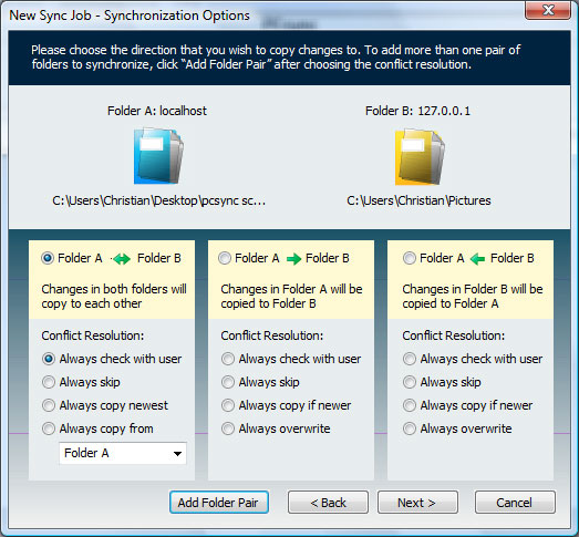 PCsync 5 software screenshot