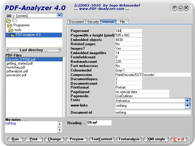 PDF-Analyzer 5.0 software screenshot