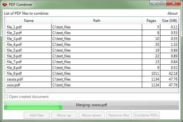 PDF Combiner 1.7 software screenshot