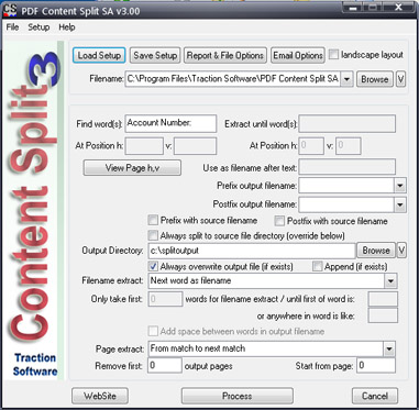 PDF Content Split SA 3.11 software screenshot